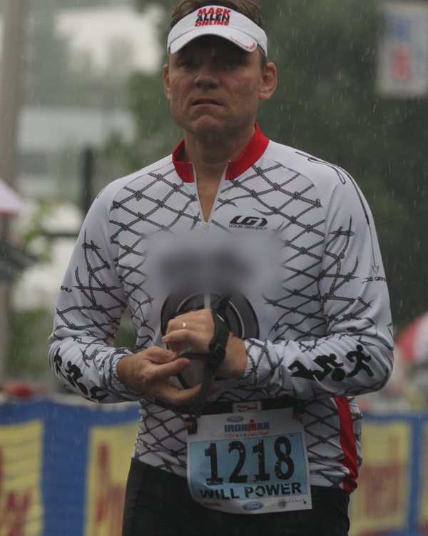 Will Power at his first Ironman in 2008, with WILL POWER printed on bib 1218